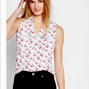 Express Cherry Print Sleeveless Portofino Top sz S